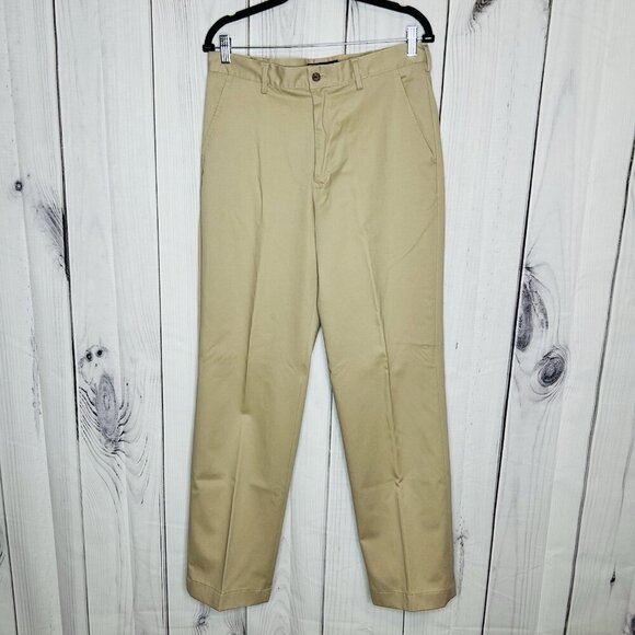 Chaps Khaki Pants Mens 32x32 Classic Straight Leg 100% Cotton Flat Front - Picture 1 of 5